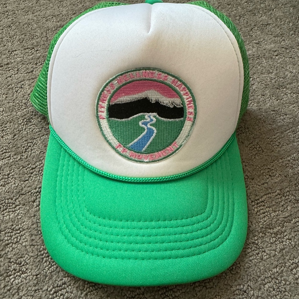 Free People Fitness Wellness Movement Patch Trucker Hat Green like new!